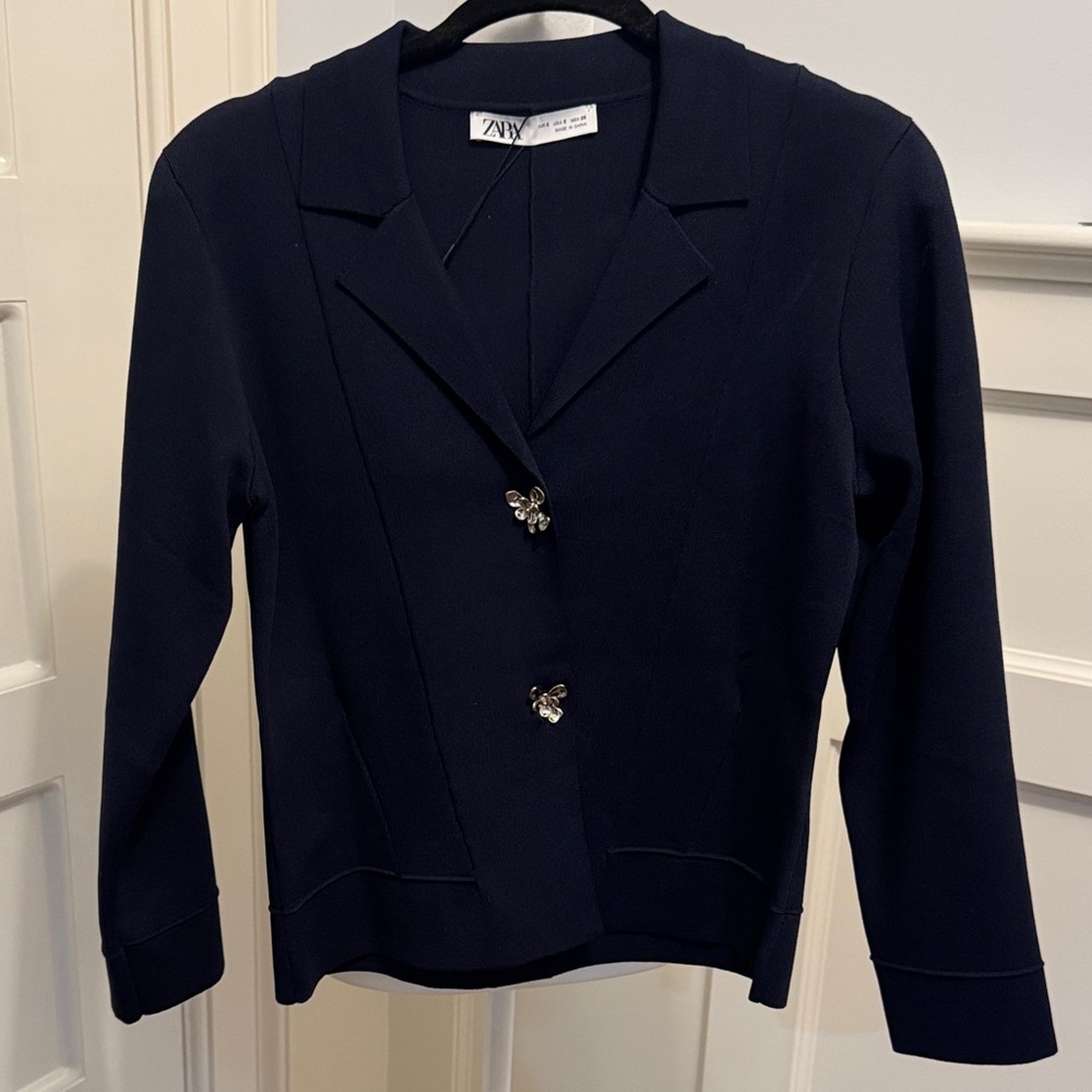 Zara Women's Dark Blue “jacket” top
